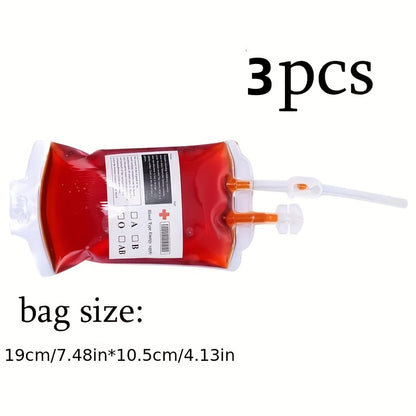 3pcs Halloween Blood Bag Party Decorations, Themed Reusable Makeup Ball Masks, Costume Party Props, Party Bags