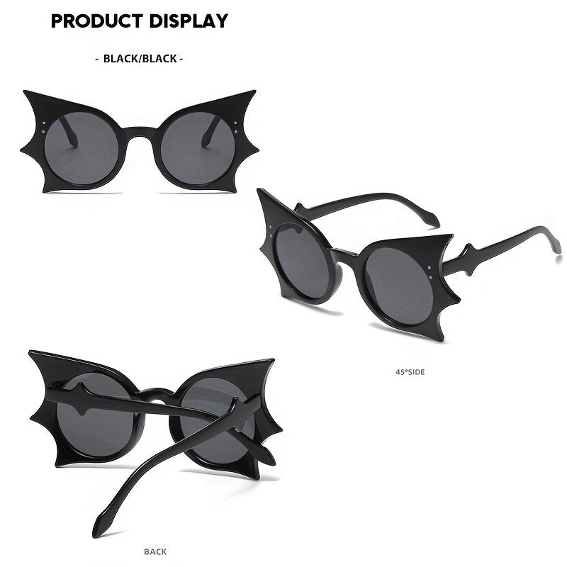 1pc/2pcs Y2K Vampire Bat-Shaped Fashion Glasses - Gothic Leopard Print & Solid Black Frames with Transparent Lenses, Lightweight Plastic Frames for Halloween Costume Parties, Teens Fashion Accessories, Bold Statement Pieces,