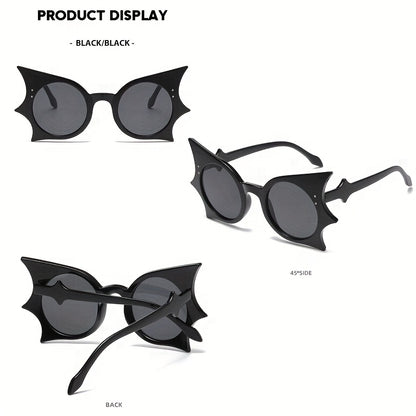 1pc/2pcs Y2K Vampire Bat-Shaped Fashion Glasses - Gothic Leopard Print & Solid Black Frames with Transparent Lenses, Lightweight Plastic Frames for Halloween Costume Parties, Teens Fashion Accessories, Bold Statement Pieces,