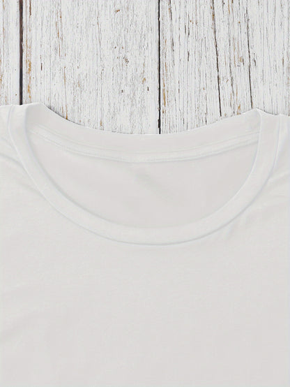 Women's Slim Fit RAVE Graphic T-Shirt - White Casual Short Sleeve Round Neck Polyester Top with Vibrant Pink & Blue Lettering, Machine Washable for Casual Attire & Parties, Party Outfit, Modern Aesthetic, Smooth Texture