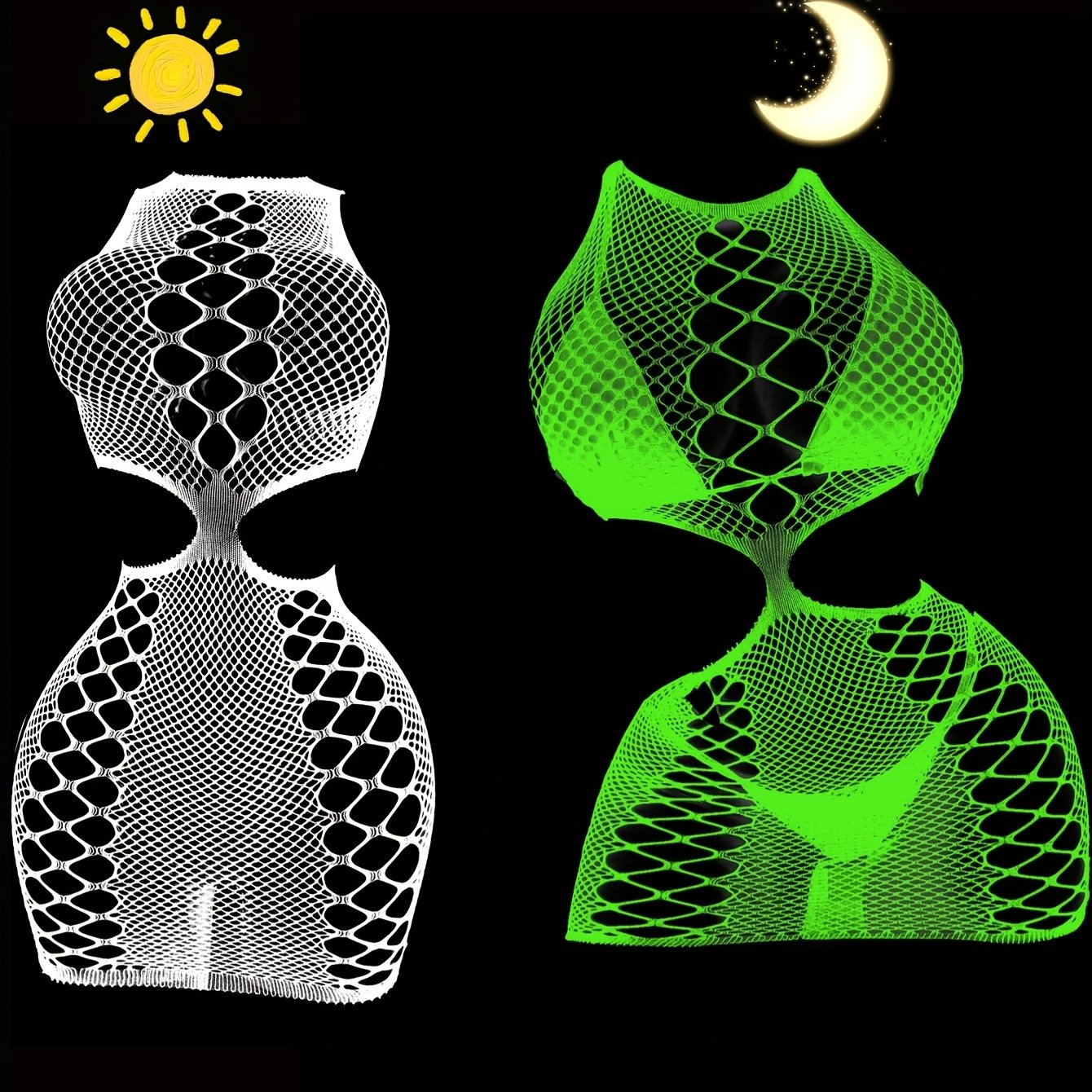 1pc Sexy Women's Glow at Night Fishnet Cover Up Without Bikini - High Elasticity Bodycon Dress with Hollow Out Cutouts, See-Through Beachwear for Music Festivals, Summer Vacations & Night Out, Festival Attire, Bodycon Fashion