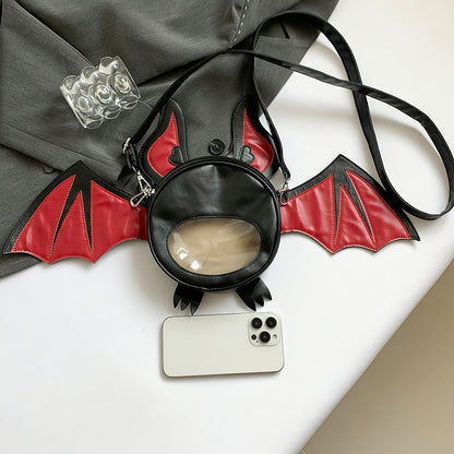 1pc Fashionable Devil Bat-Shaped Synthetic Leather Crossbody Bag with Detachable Strap - Lightweight, Zip Closure, Halloween Themed Accessory for Women in Grey/Purple/Red - Perfect for Parties, Outdoor Fun & Costume Matching