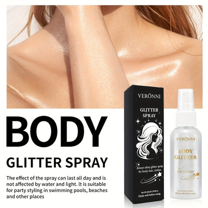 Glitter Highlighter spray, face body collarbone hair spray, Holiday party highlighter spray