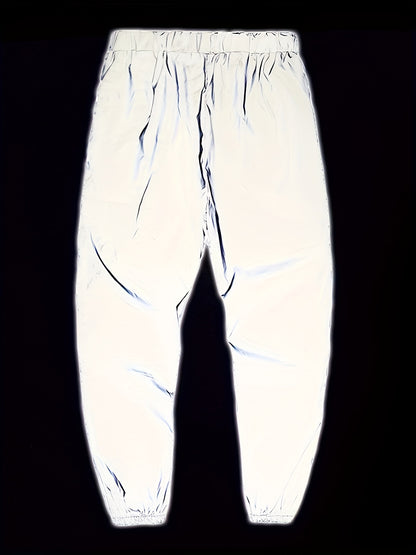 Spring and Autumn Men's Nighttime Reflective Sweatpants Fashion Streetwear Illuminated Straight Casual Trousers
