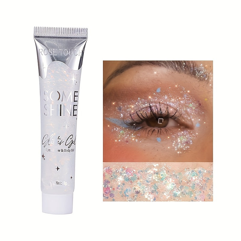 [Glitter Body Gel] Multi-Use Long-Lasting Body Glitter Gel | Plant-Based Ingredients, 6-Sided Shape, For Face, Hair, Eyes, Music Festivals, Parties, Carnival/Mardi Gras/Masquerade