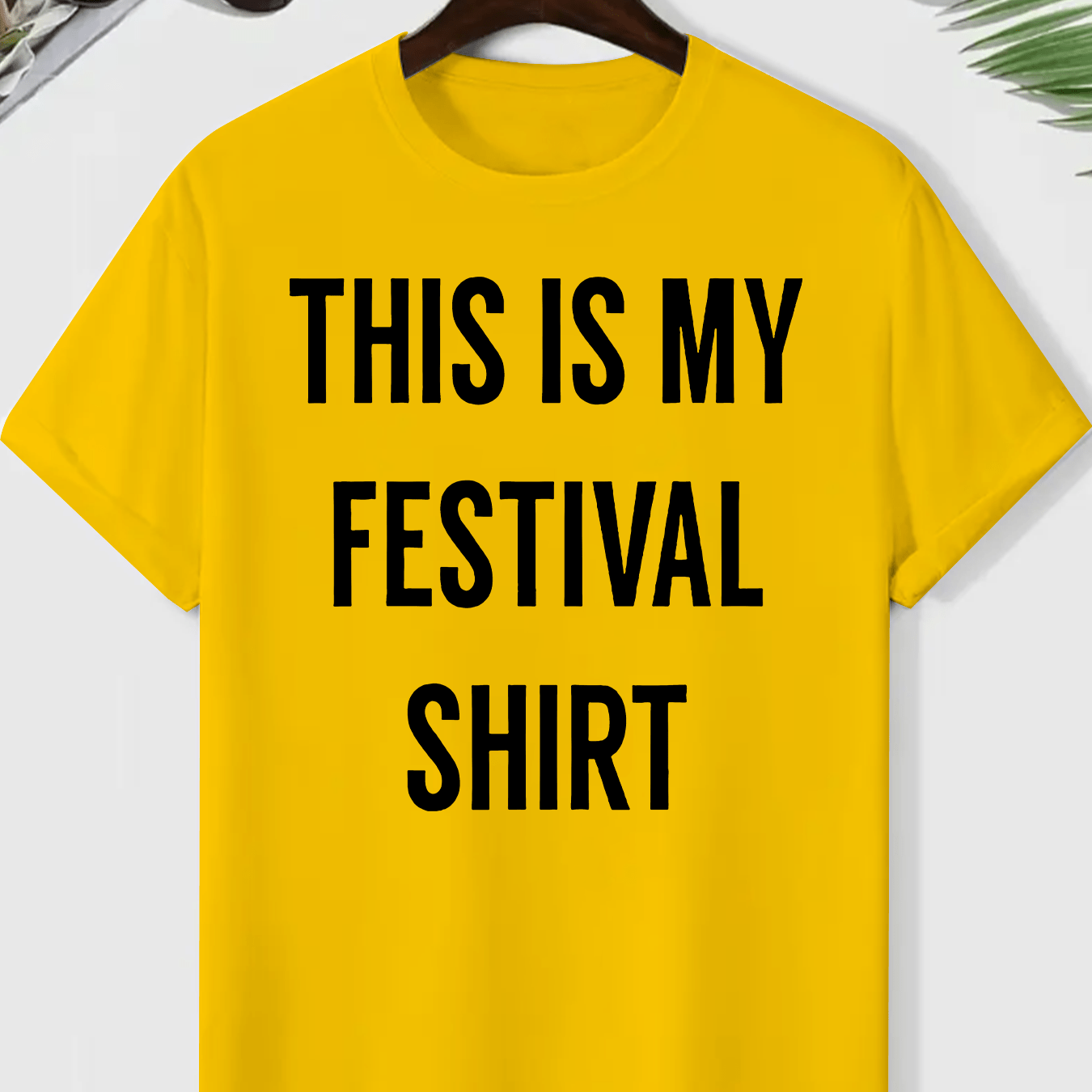Men's "This Is My Festival Shirt" Graphic Tee - Gray Casual Crew Neck Short Sleeve T-Shirt, Lightweight & Breathable Polyester Blend, Perfect for Summer Festivals & Casual Attire