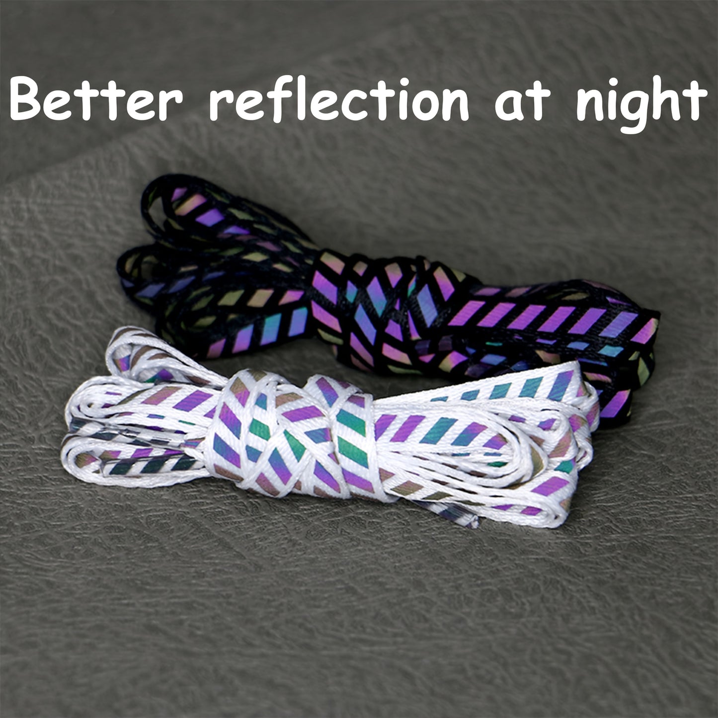 1 Pair Reflective Striped Flat Laces
