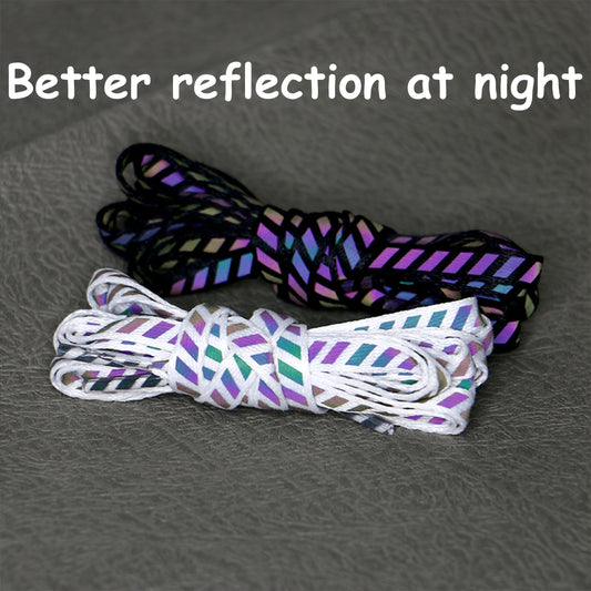 1 Pair Reflective Striped Flat Laces
