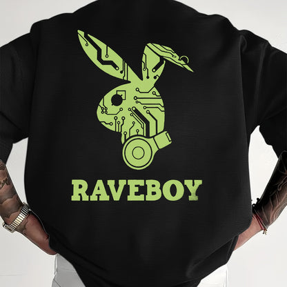 Men'S Casual Raveboy Graphic T-Shirt - Green Robot Design, Short Sleeve, Summer Tee for Adults, Casual Summer Wear | Vibrant Print Top | Comfortable Fit, Rave Clothing