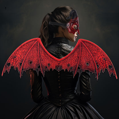 [Halloween Devil Wings] Halloween Red Devil Wings Costume | Funky Vampire Style, Non-Polyester Fabric, Party Performance Prop, Cosplay, Festive Horror Accessory, Hand Wash or Dry Clean