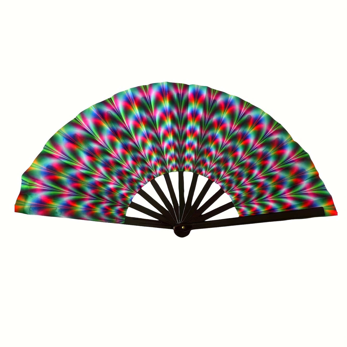 [Glowing Kung Fu Fan] Vibrant Rainbow Glow-in-the-Dark Large Foldable Kung Fu Fan | Portable and Fun Accessory, Party Accessory, Ideal for Parties, Festivals, and Costumes
