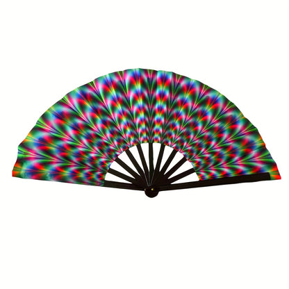 [Glowing Kung Fu Fan] Vibrant Rainbow Glow-in-the-Dark Large Foldable Kung Fu Fan | Portable and Fun Accessory, Party Accessory, Ideal for Parties, Festivals, and Costumes