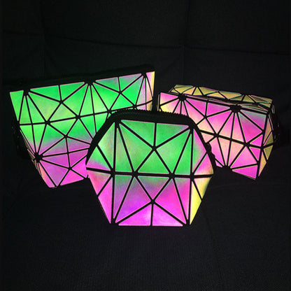 3pc Glow Radium Holographic Reflective Makeup Bag Se