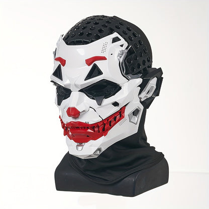 1pc Joker Clown Costume Mask - Inspired Horror Joker Mask with White & Red Lip Design, Clear Eyes & Sharp Jawline - Non-Toxic & Easy-to-Wear for Cosplay, Carnival, Costume Parties - Joker Makeup Effect for Adults & Teens (No