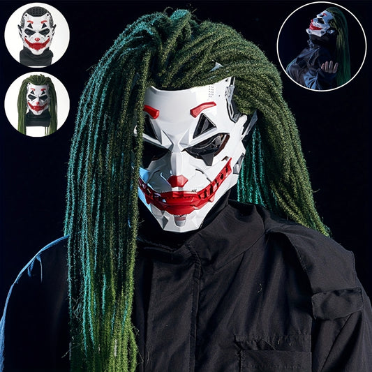 1pc Joker Clown Costume Mask - Inspired Horror Joker Mask with White & Red Lip Design, Clear Eyes & Sharp Jawline - Non-Toxic & Easy-to-Wear for Cosplay, Carnival, Costume Parties - Joker Makeup Effect for Adults & Teens (No