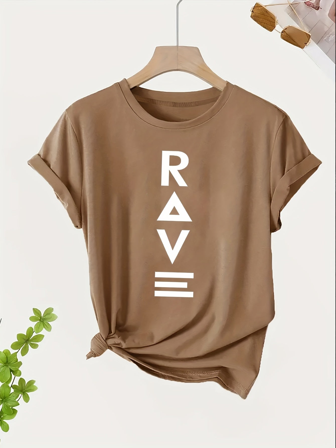 1pc Women's Crewneck T-Shirt - Black with White RAVE Typography Print, Techno Music Inspired Design, Casual Short Sleeve Tee for EDM Festivals & Summer Outings, Machine Washable, Exclusive Deal of the Day Gift Idea, T-shirt S