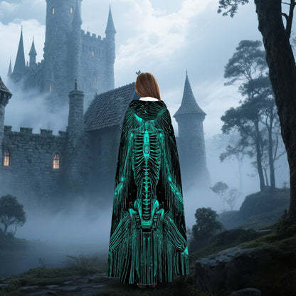 1pc Spooky Skeleton Witch's Robe Costume - Glowing Skeleton Design, Unisex Halloween Party Outfit for Men & Women, Easy-to-Wear for Cosplay, haunted houses & Halloween Parties - Perfect Halloween Gift, Cosplay Attire, Futuris