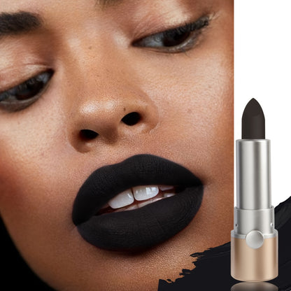 HUASURV Matte Black Lipstick for Adults, Creamy Full Coverage, Moisturizing Paste Formula, Ideal for Neutral Skin Tone, Rich & Plump Effect, Under 300g - Perfect for Halloween & Mother's Day Gifts