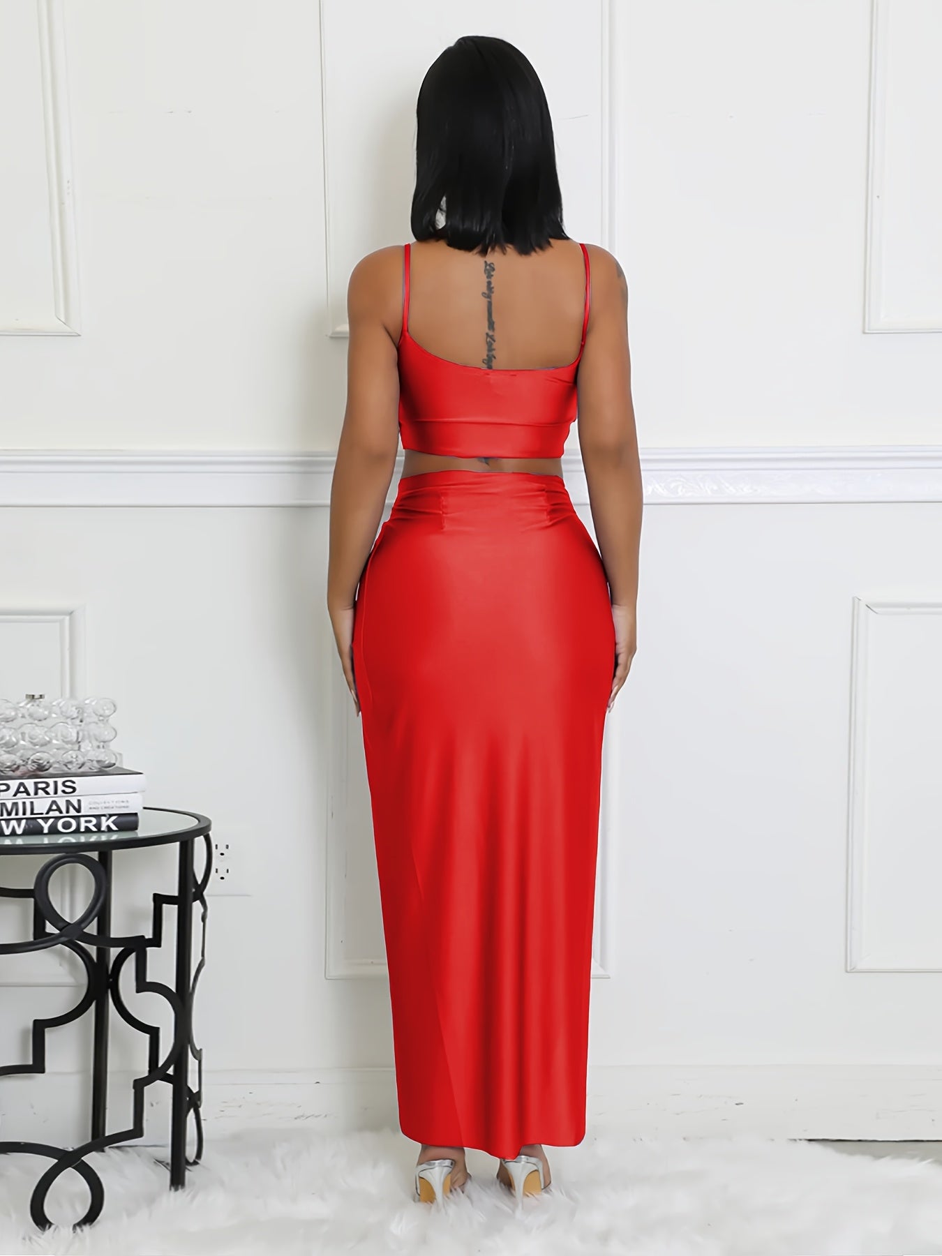Women'S Sexy High-Slit Maxi Skirt - Solid Color Orange, High-Waisted, Flowing Design, Perfect for Summer & Spring, Versatile Fashion, Cute Skirts, Casual Elegance