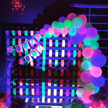 [UV Reactive | Neon] 100pcs UV Reactive Neon Latex Balloons | 10/12 Inch, Glow in the Dark | for Birthday, Halloween, Wedding & Shower Decorations, Perfect for Winter, New Year, Easter Room Decor