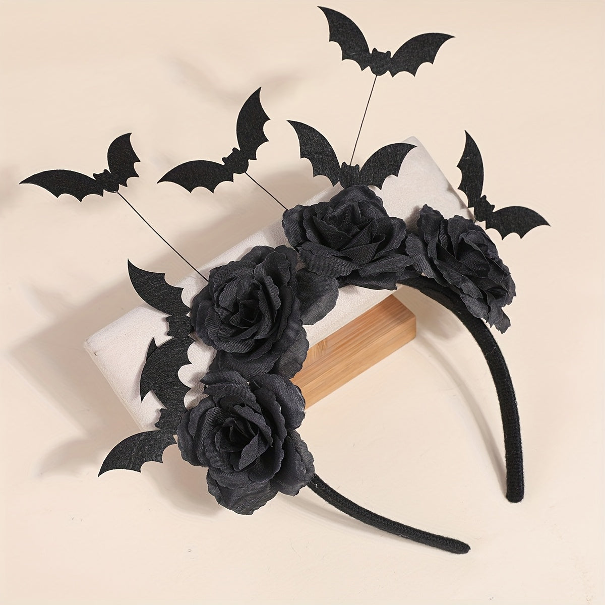 [Halloween Witch Hat Headband] Halloween Witch Hat Headband - 1pc Gothic Bat Hair Clip with Black Fake Flowers, Dark Cosplay Accessory for Women
