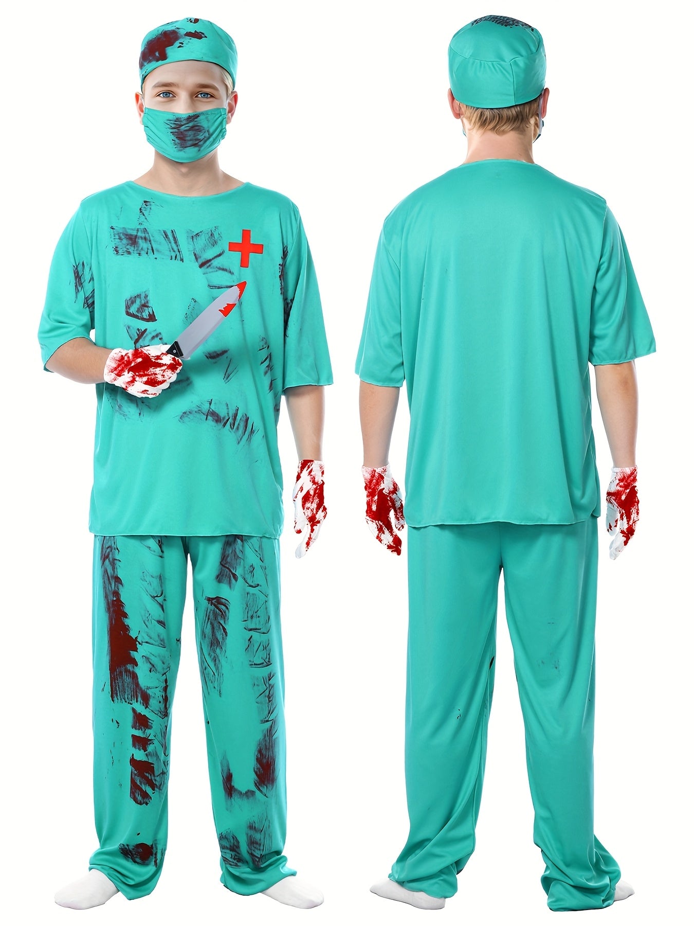 Adults Zombie Surgeon Costume, Unisex Adults Halloween Bloody Surgeon Scrubs, Fancy Dress Costume, Themed Party Wear, Party Outfit, Creepy Scrubs, Horror Medical Attire, Machine Washable, Durable Fabric, Medical Scrubs, Fake