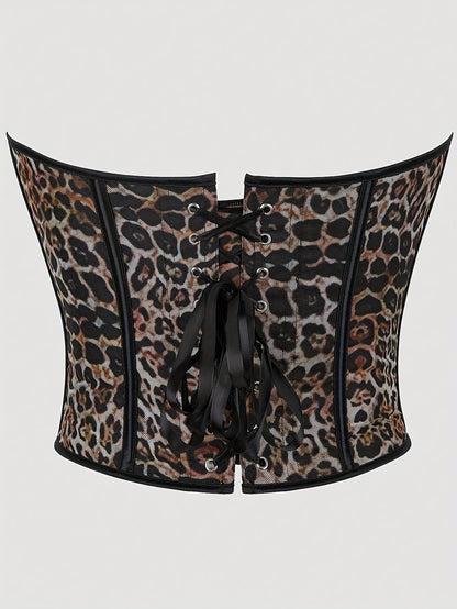 [Statement Fashion] Elegant Skull Print Lace-Up Corset Top for Women - Gothic Style, High Support, Tummy Control, Black with Red Roses & Skull Design, No-Pad Bustier, Hand Wash Only