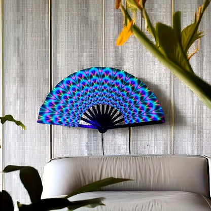 [Glowing Kung Fu Fan] Vibrant Rainbow Glow-in-the-Dark Large Foldable Kung Fu Fan | Portable and Fun Accessory, Party Accessory, Ideal for Parties, Festivals, and Costumes