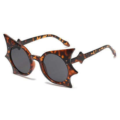 1pc/2pcs Y2K Vampire Bat-Shaped Fashion Glasses - Gothic Leopard Print & Solid Black Frames with Transparent Lenses, Lightweight Plastic Frames for Halloween Costume Parties, Teens Fashion Accessories, Bold Statement Pieces,