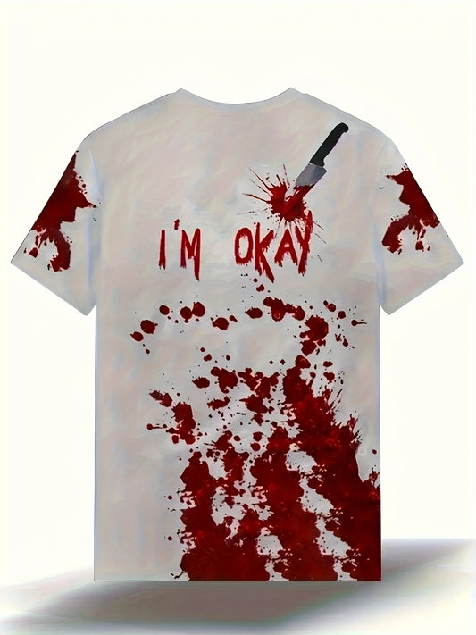 [Halloween 3D Print T-Shirt] Halloween Men's 3D Print T-Shirt | Casual Crew Neck, Short Sleeve, Polyester Blend, Machine Washable - Perfect for Summer Parties
