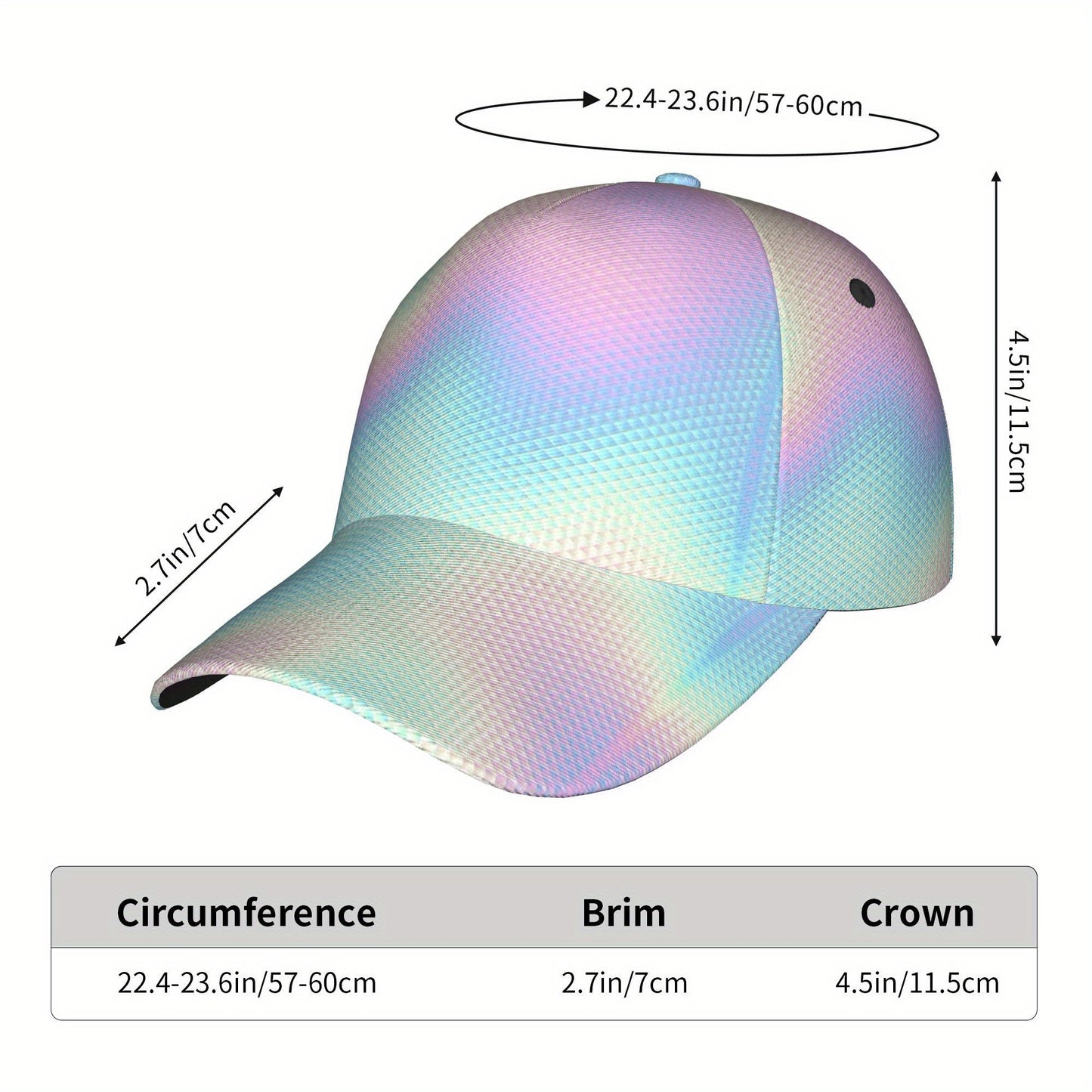 1pc Rainbow Iridescent Reflective Baseball Cap for Men & Women - Adjustable Lightweight Duckbill Hat with Cartoon Pattern, Outdoor Casual Travel Beach Party Hat, Perfect Gift for Halloween, Father’s Day, Graduation, Travel