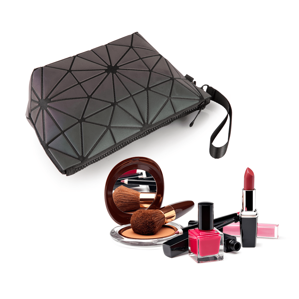 3pc Glow Radium Holographic Reflective Makeup Bag Se