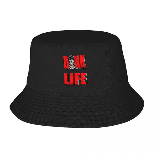 Donk Life Red Bucket Hat - Vintage Style, Polyester, Black with Bold Red Lettering, Perfect for Outdoor Sports & Casual Wear, Outdoor Sports Hat | Bold Graphic Hat | Durable Headgear