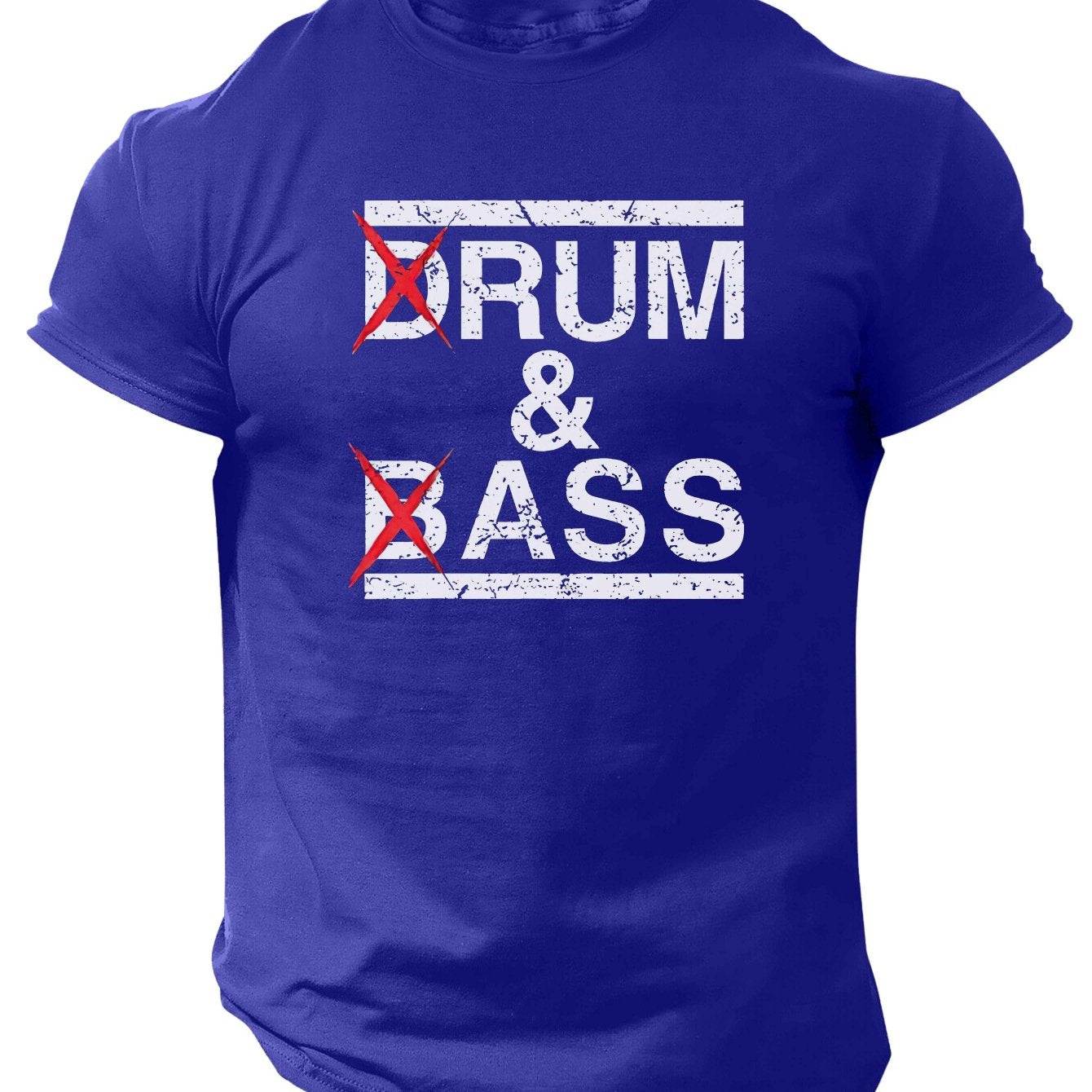 1pc Men'S Casual Crew Neck T-Shirt - Polyester Knit Fabric with Medium Stretch, Short Sleeve Print Top for Going Out, Summer Season - Regular Fit H Tee with "Drum & Bass" Slogan Design