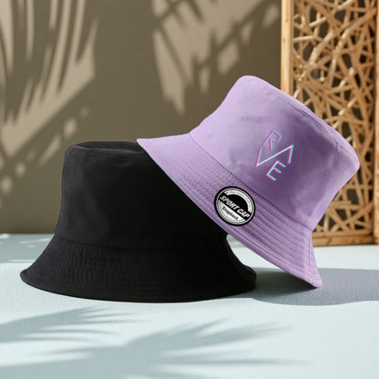 1pc Rave Print Bucket Hat - Double-Sided Wearable Sun Hat for Men & Women, Black with Colorful "Rave" Design, Lightweight Polyester, Perfect for Basketball, Camping & Casual Outings, Casual Headwear | Vibrant Print Hat | Dura