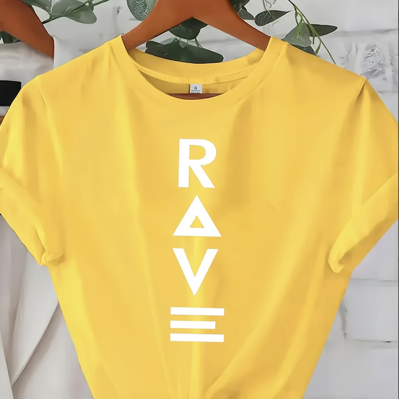 1pc Women's Crewneck T-Shirt - Black with White RAVE Typography Print, Techno Music Inspired Design, Casual Short Sleeve Tee for EDM Festivals & Summer Outings, Machine Washable, Exclusive Deal of the Day Gift Idea, T-shirt S