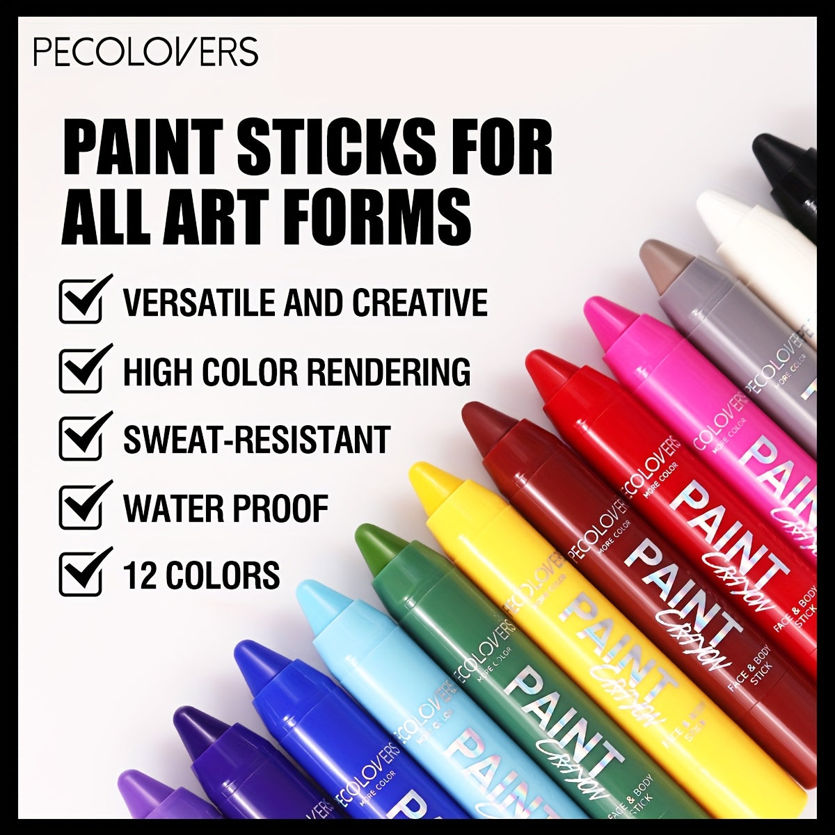 [1pc Vibrant Paint Stick] 1pc Vibrant Waterproof Paint Stick | High Pigment, Long-Lasting, Easy Application, Soft Formula in Black/Blue/Green/Purple for Halloween & Costume Parties, Halloween Makeup