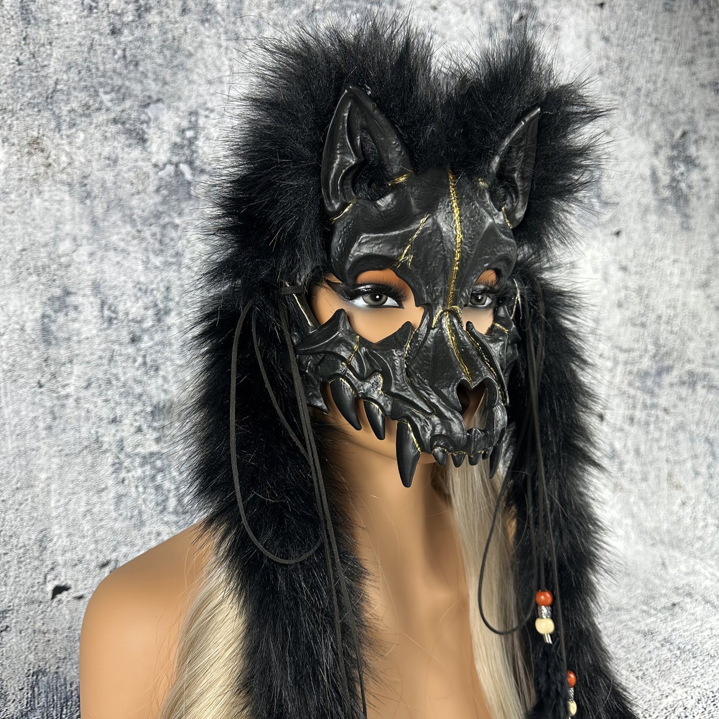 Viking Warrior Werewolf Mask - Handmade Faux Fur Headpiece with Intricate Design, No Feathers, Battery-Free for Halloween, Christmas, Costume Parties & Themed Events - Dramatic Cosplay Accessory for Adults, Halloween Costume,