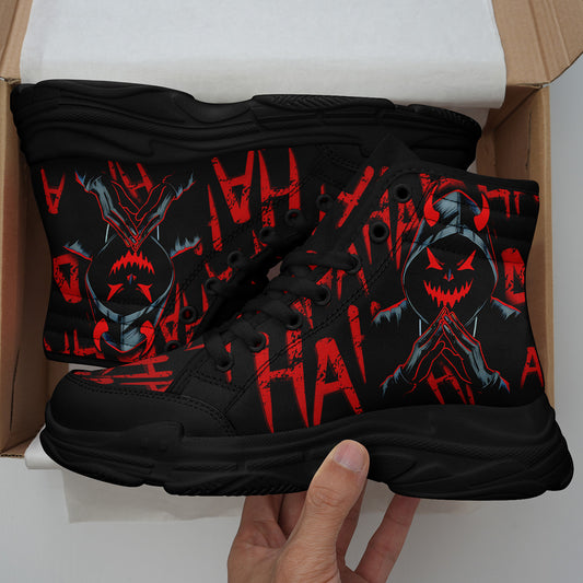 [Devil Graphic Sneakers] Men's Plus Size Devil Graphic High-Top Sneakers - Lightweight, Breathable Lace-Up Trainers with TPR Sole | Comfortable Walking Shoes for Halloween, Casual Outdoor Wear, All-Season Use, Trendy Footwear