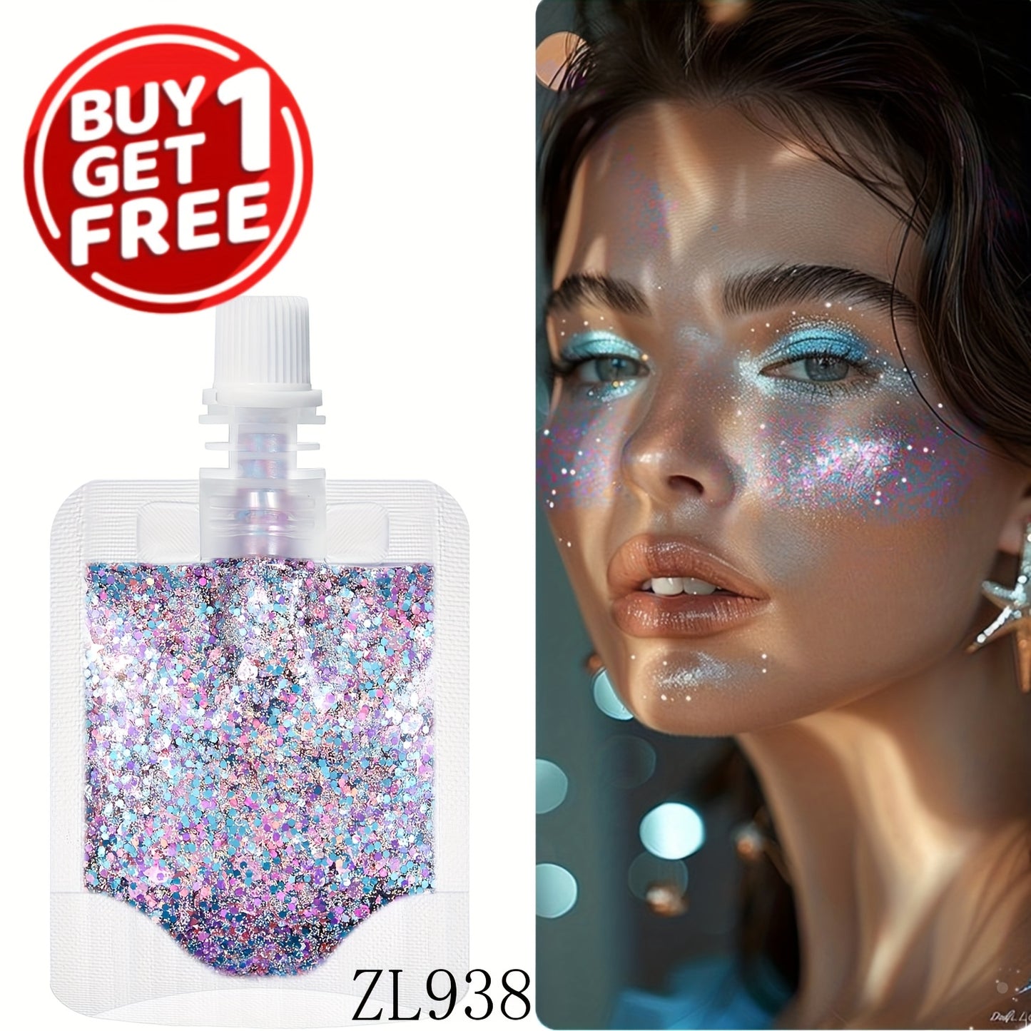 2pcs mermaid Gel Body Glitter- Vibrant Sequin Mermaid Makeup, Eye Shadow & Face Patch, Ideal for Beach & Party Looks, Very suitable for music festivals,Beach Makeup|Vibrant Glitter |Colorful Glitters