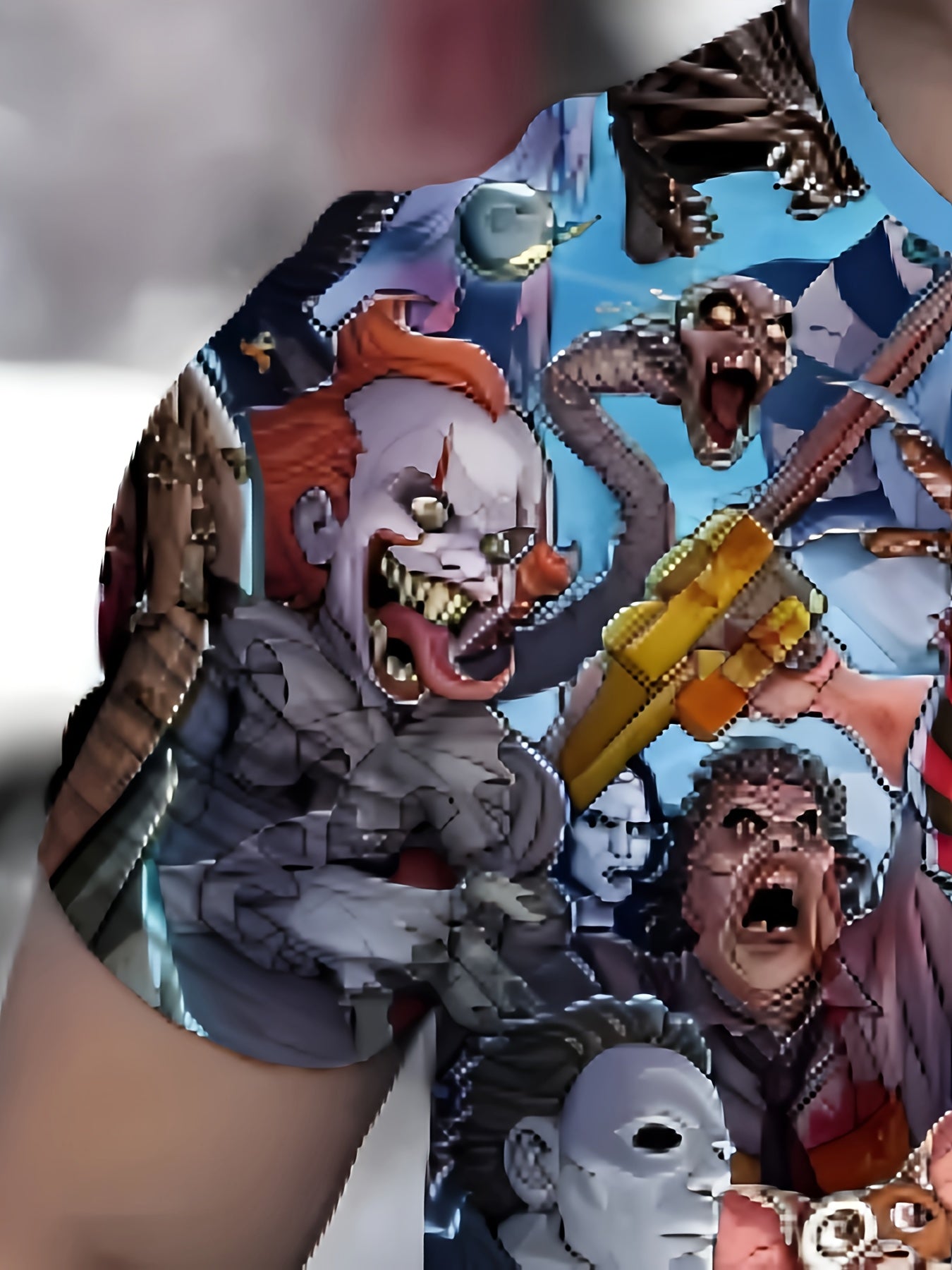 [Horror-Themed 3D Print Tee] Men's Casual Short Sleeve T-Shirt with Vibrant Horror-Themed 3D Digital Print - Freddy Krueger, Jason & Michael Myers Graphic Design - 100% Polyester, Machine Washable, Regular Fit Summer Tee, Com