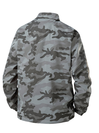 Men's Reflective Camo Soft Shell Jacket - Lightweight Polyester, Zip-Up Design with Flap Pockets, Gray Camouflage Pattern for Outdoor Activities, Running, Training, Hiking & Cycling - Perfect for Casual Wear