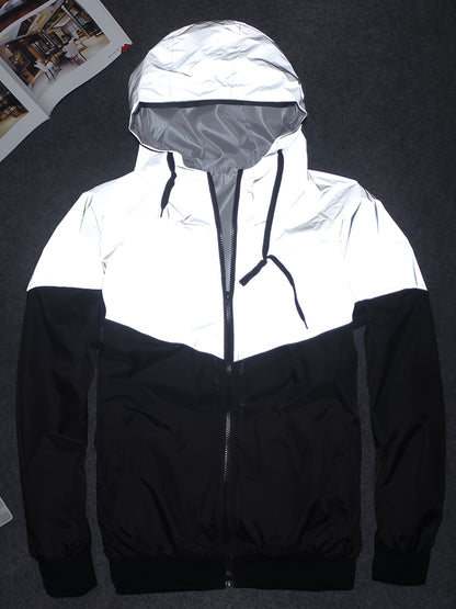 Durable Build, Men's Reflective Color Block Hooded Jacket