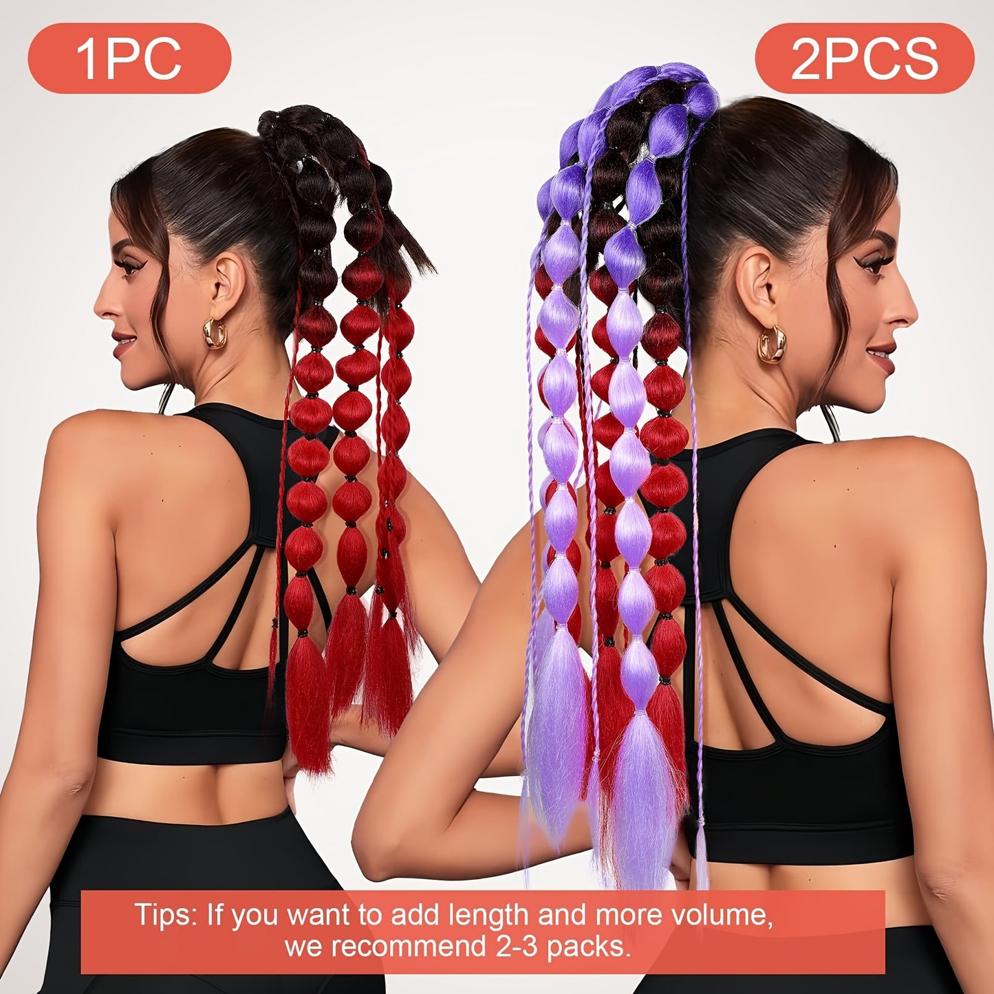 [1PCS Y2K Fashion Ponytail] 1PCS Y2K Fashion Bubble Braided Synthetic Ponytail Extension | Elastic Scrunchie Hairpiece, Versatile Style for Women, Suitable for All Occasions, Carnival/Mardi Gras/Masquerade