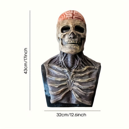 [Scary Horror Mask] Scary Horror Prop - 1pc Natural Latex Blood Cerebrum Full Head Skull Gentleman Mask | Halloween, Christmas Carnival & Cosplay Party | Ideal Masquerade Gift with Frightening Atmosphere