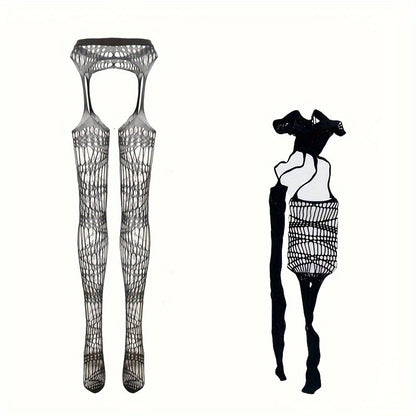 4 Pairs Set Fishnet Thigh High Garter Stockings Patterned Tights for Women Suspender Sheer Pantyhose for Halloween Cosplay Party