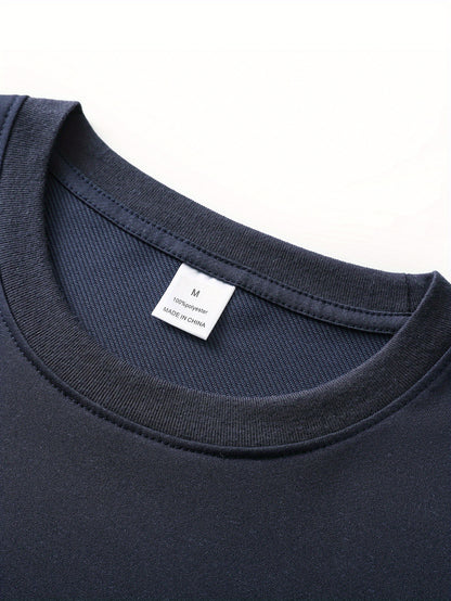 Men's Casual Summer T-Shirt - Soft Breathable Fabric with Bold "Techno" Letter Print & Orange Accent, Ribbed Collar, Regular Fit for Casual Attire, Summer T Shirts, Classic Round Neckline, Comfortable Tee Construction
