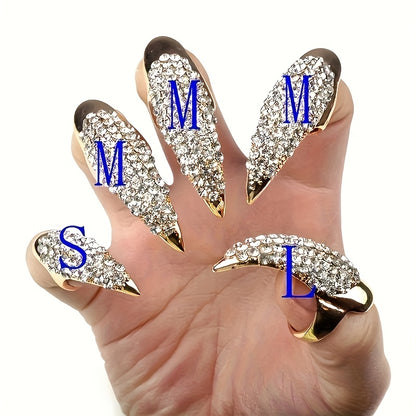 5pcs, Eagle Claw Ring, Punk Style Cat Claw Ring, Gothic False Nails, Armor Effect Finger Joints Curved Sharp Claws, Suitable for Role-Playing Parties, Unisex Halloween Gifts, Exaggerated Long Nails, Personalized Fashion Style