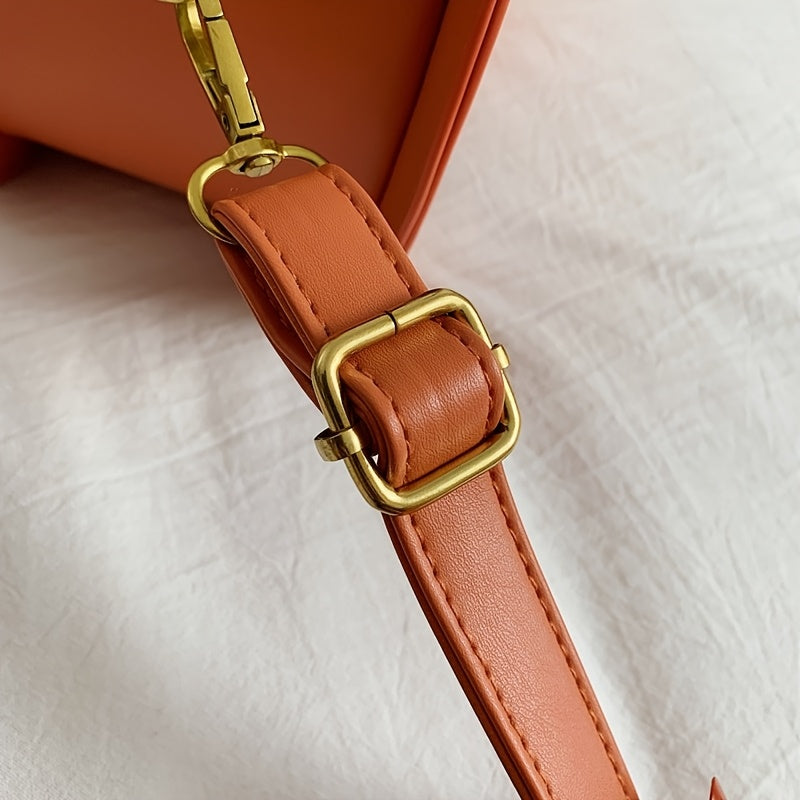 [Halloween Accessories] Halloween Pumpkin Crossbody Bag for Women - Large Capacity Synthetic Faux Leather Shoulder Purse with Adjustable Strap, Zipper Closure, and Festive Orange & Black Design, Halloween Accessories
