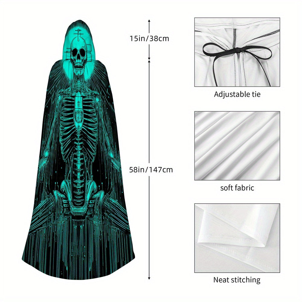 1pc Spooky Skeleton Witch's Robe Costume - Glowing Skeleton Design, Unisex Halloween Party Outfit for Men & Women, Easy-to-Wear for Cosplay, haunted houses & Halloween Parties - Perfect Halloween Gift, Cosplay Attire, Futuris